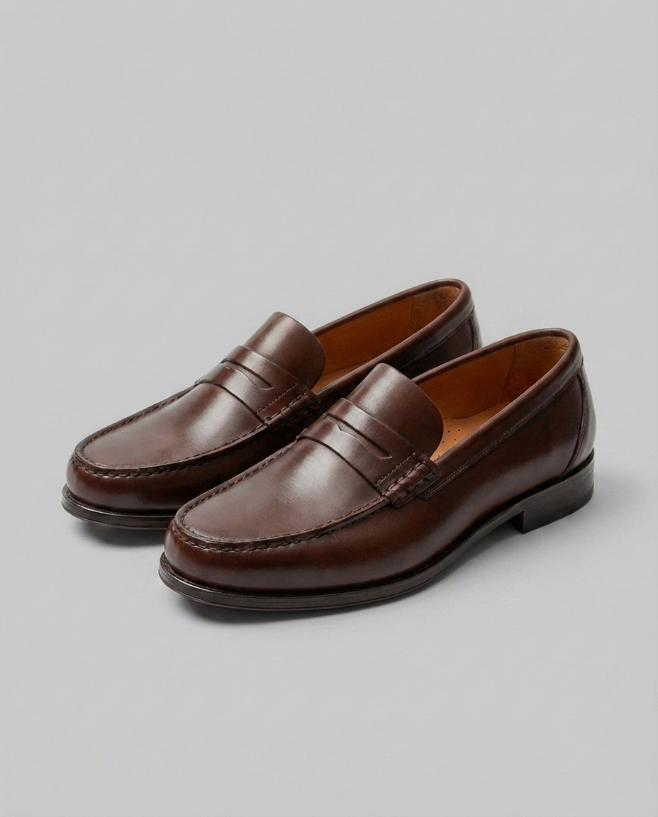Klassiske herre loafers med moccasinsnit og lav hæl