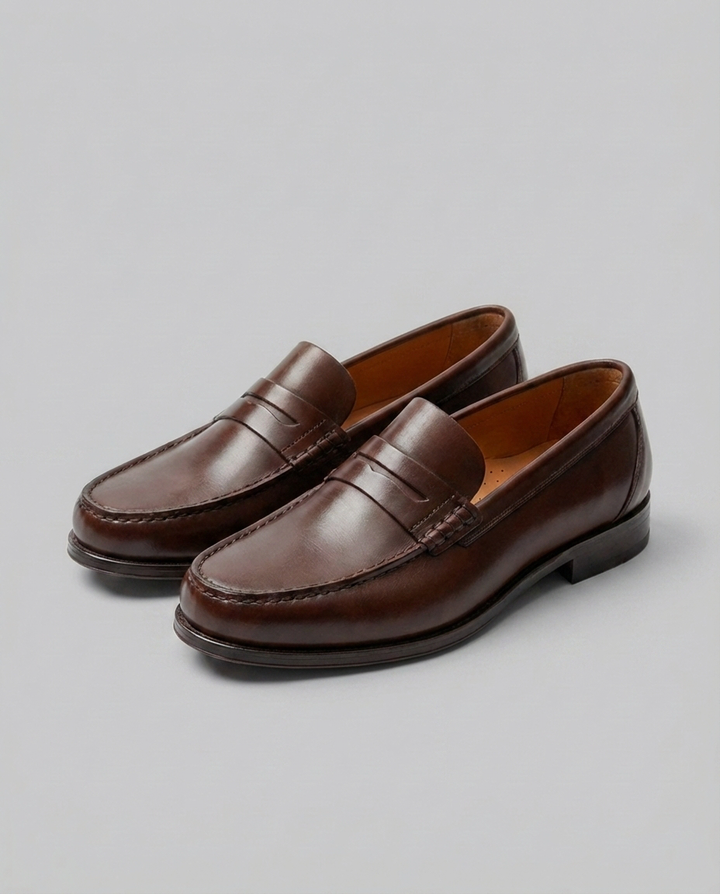 Klassiske herre loafers med moccasinsnit og lav hæl