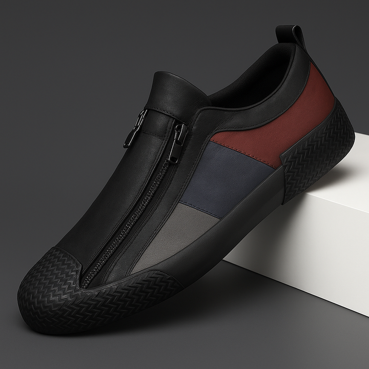 Unisex sneakers med sidelukning, rund tå og kontrasterende paneldesign