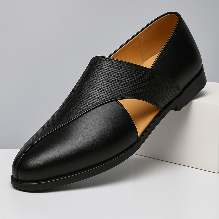 Herre loafers med tekstureret vristdetalje og flad sål