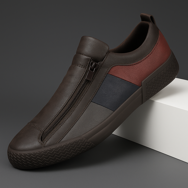 Unisex sneakers med sidelukning, rund tå og kontrasterende paneldesign