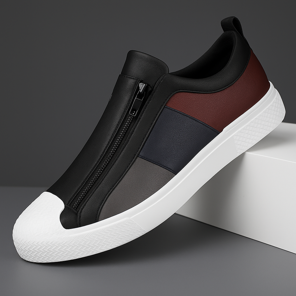 Unisex sneakers med sidelukning, rund tå og kontrasterende paneldesign