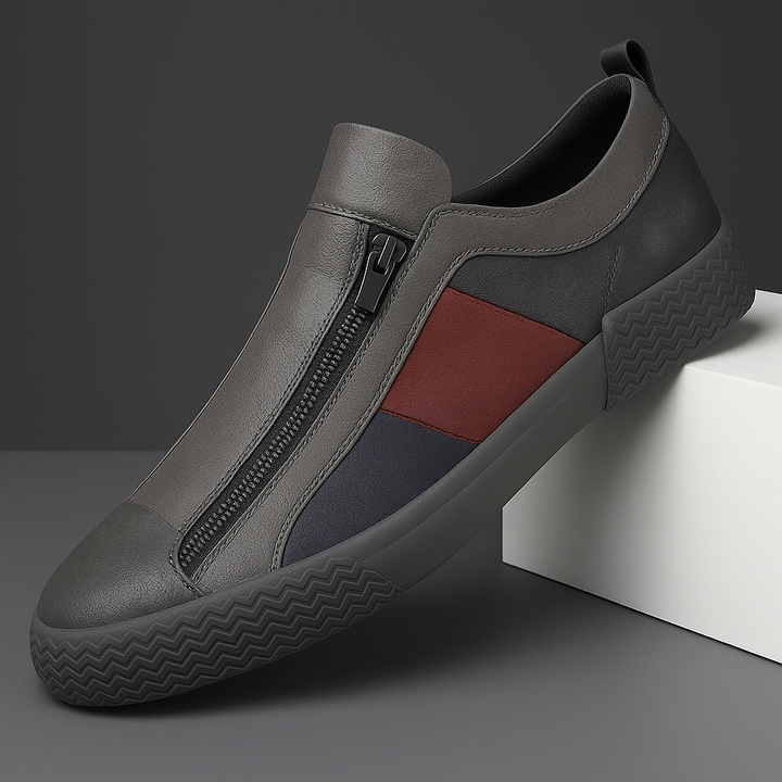 Unisex sneakers med sidelukning, rund tå og kontrasterende paneldesign