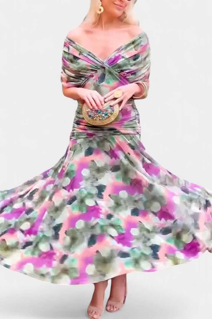 Womens Off Shoulder Elegant Evening Dress