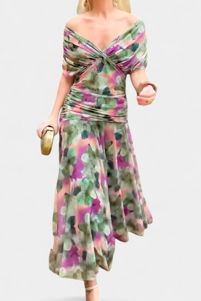 Womens Off Shoulder Elegant Evening Dress