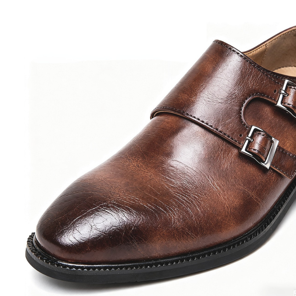 Herre monk loafers med dobbelt spænde og lav hæl