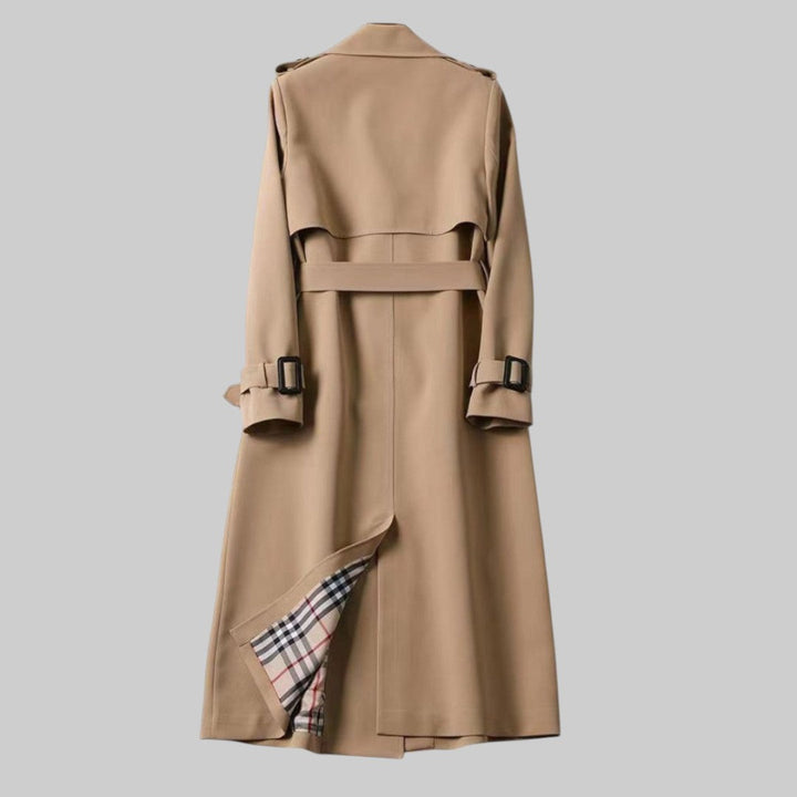 Dame trenchcoat med reverskrave, bælte og knapper