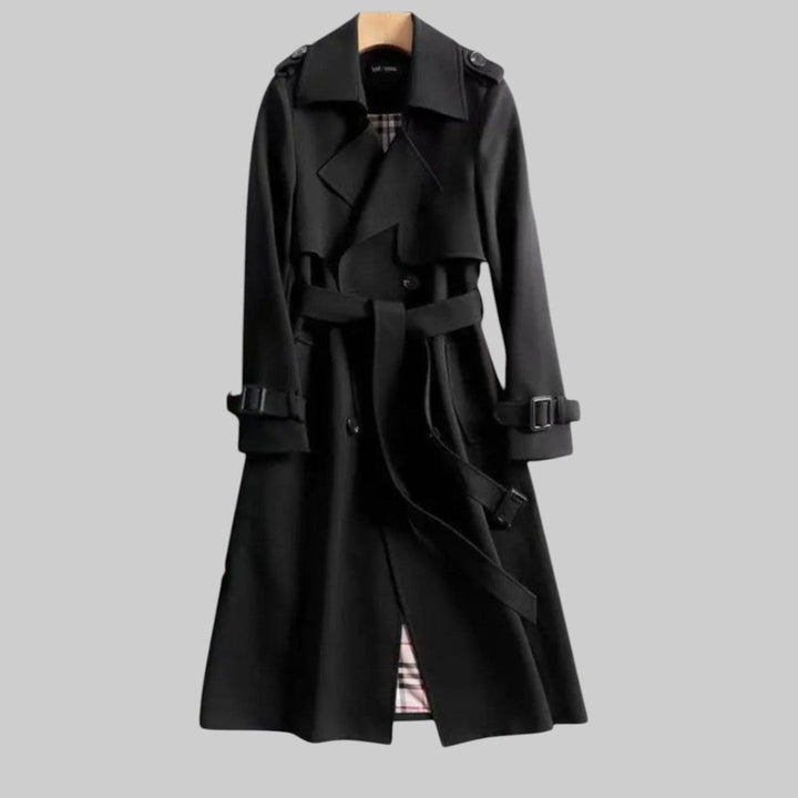Dame trenchcoat med reverskrave, bælte og knapper