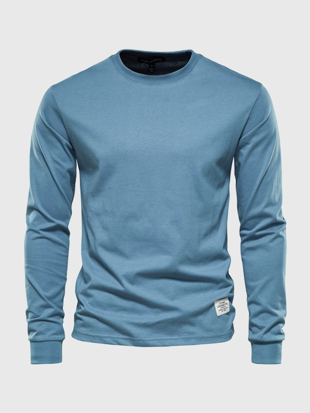 Herre sweatshirt med rund hals og lange ærmer i ensfarvet design