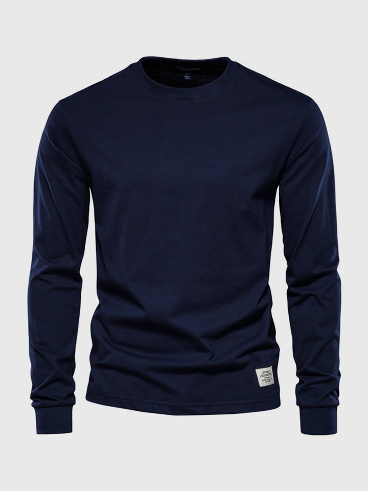 Herre sweatshirt med rund hals og lange ærmer i ensfarvet design