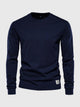 Herre sweatshirt med rund hals og lange ærmer i ensfarvet design
