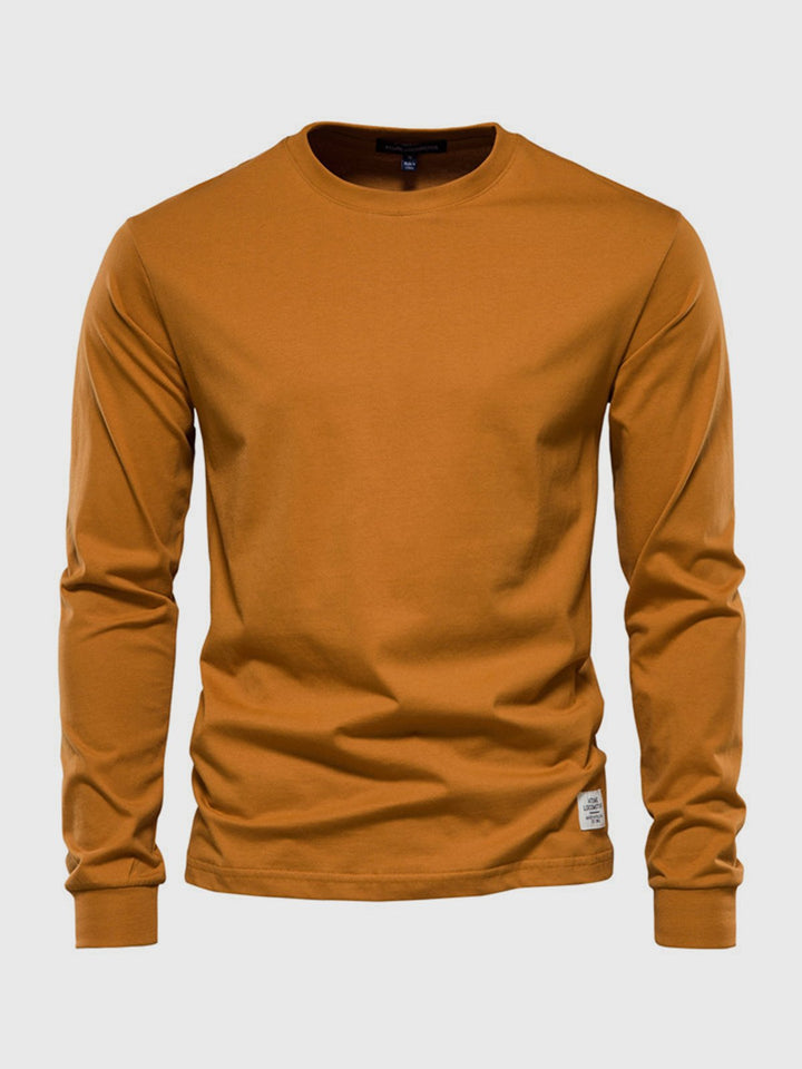 Herre sweatshirt med rund hals og lange ærmer i ensfarvet design