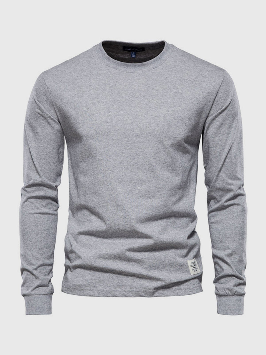 Herre sweatshirt med rund hals og lange ærmer i ensfarvet design
