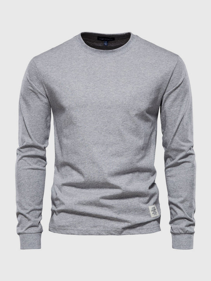 Herre sweatshirt med rund hals og lange ærmer i ensfarvet design
