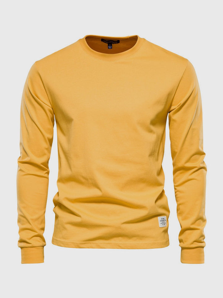 Herre sweatshirt med rund hals og lange ærmer i ensfarvet design