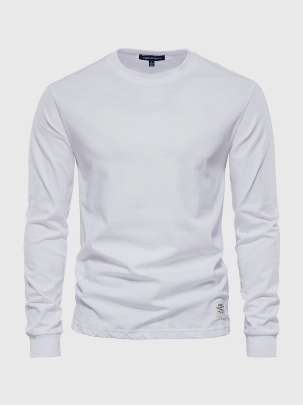 Herre sweatshirt med rund hals og lange ærmer i ensfarvet design