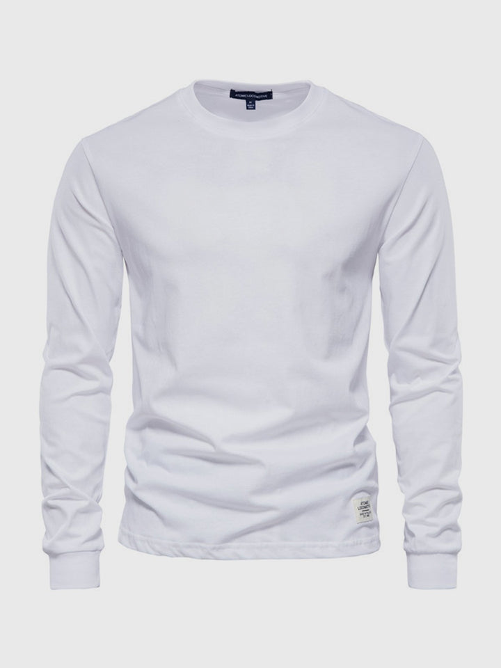 Herre sweatshirt med rund hals og lange ærmer i ensfarvet design