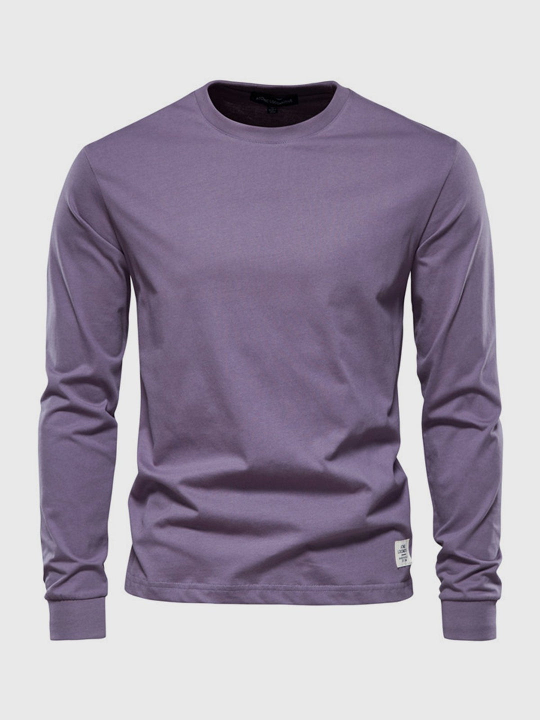 Herre sweatshirt med rund hals og lange ærmer i ensfarvet design
