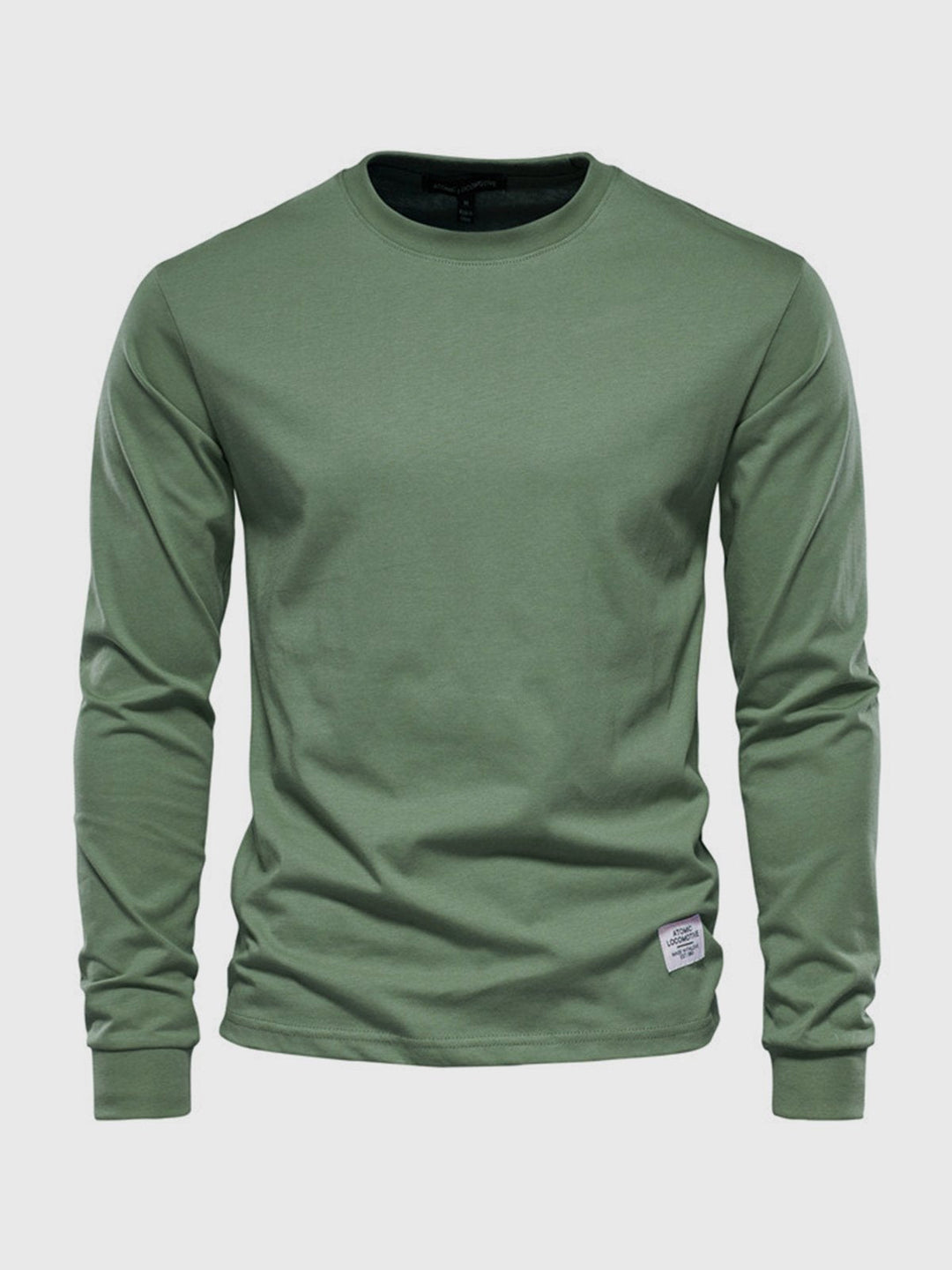 Herre sweatshirt med rund hals og lange ærmer i ensfarvet design