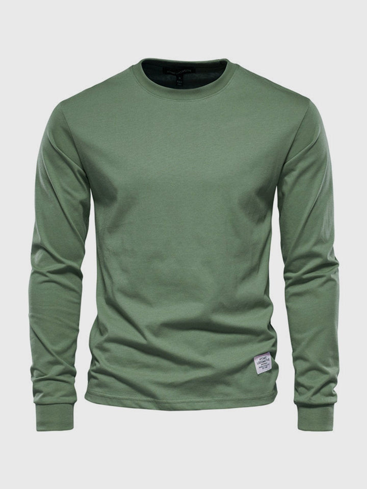 Herre sweatshirt med rund hals og lange ærmer i ensfarvet design