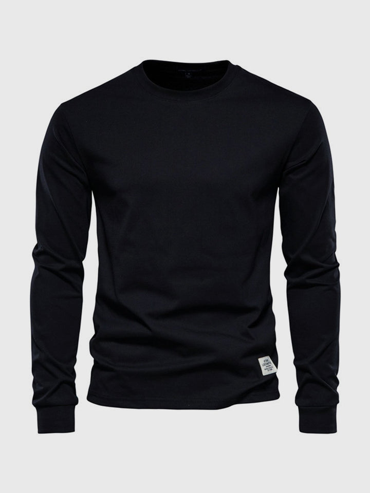 Herre sweatshirt med rund hals og lange ærmer i ensfarvet design