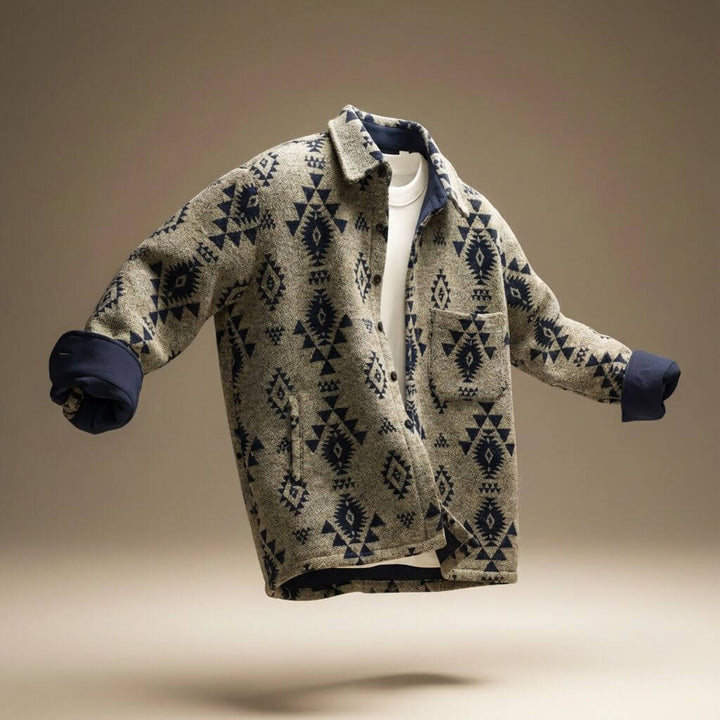 Herren Jacke mit geometrischem Muster und klassischem Kragen