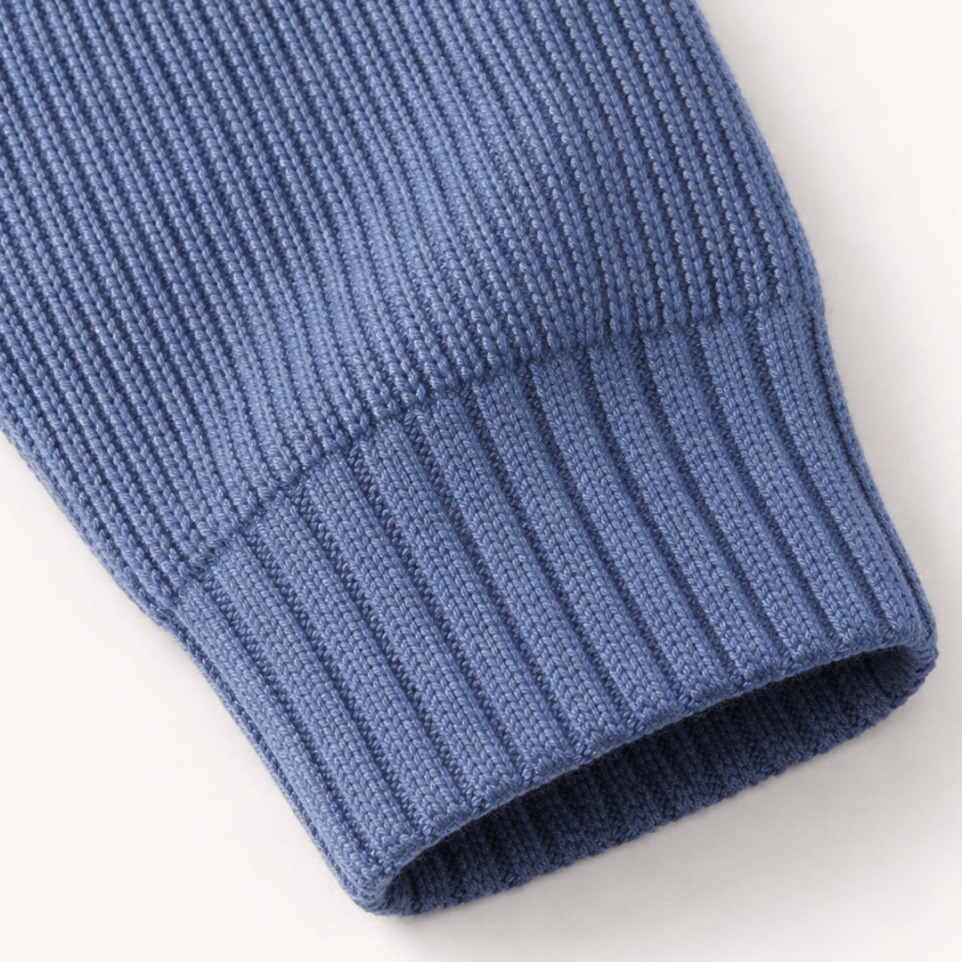 Herresweater i ribstrik med høj krave og halv lynlås