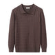 Herresweater med polokrave og lodret kabelmønster