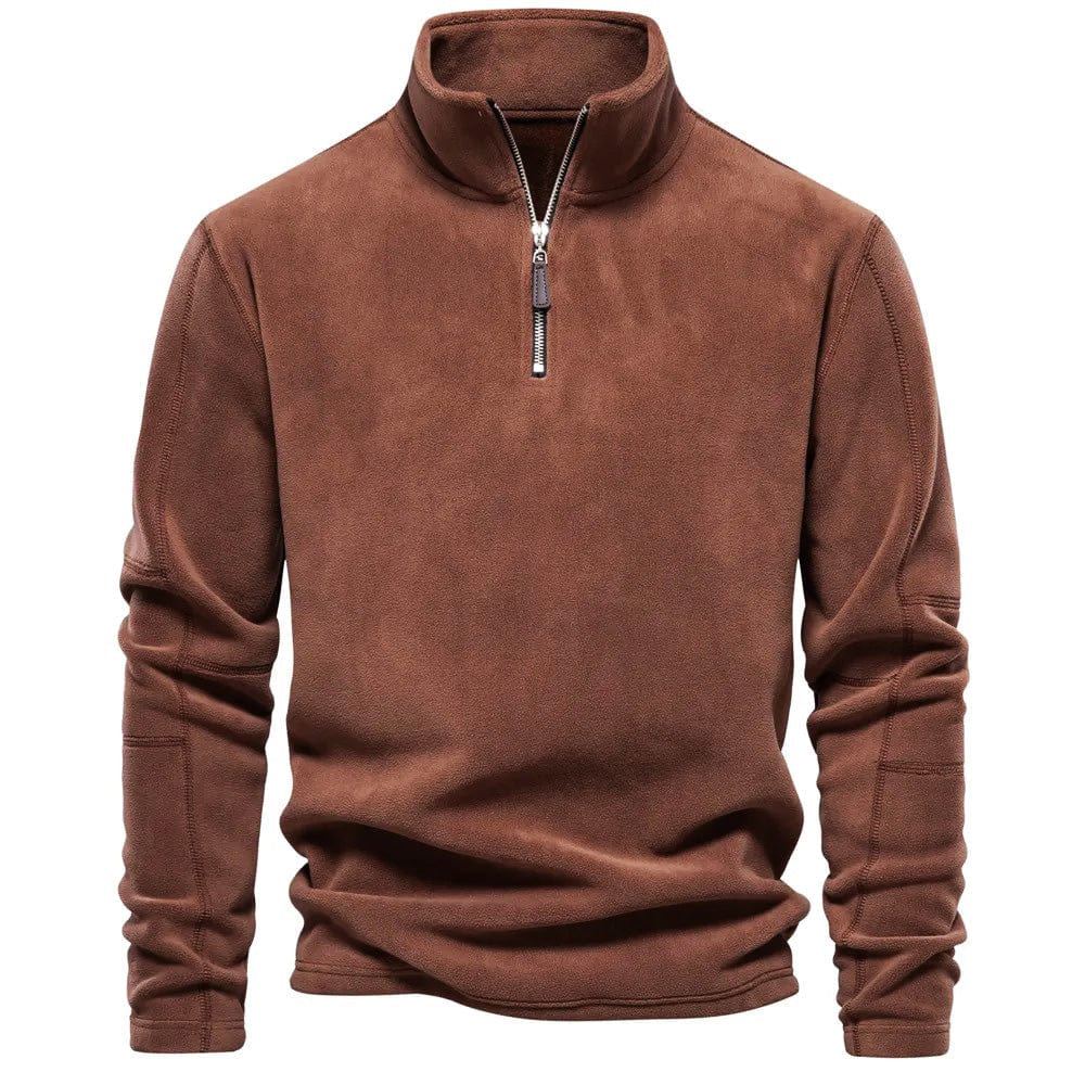 Herre sweatshirt med høj krave og kort lynlås