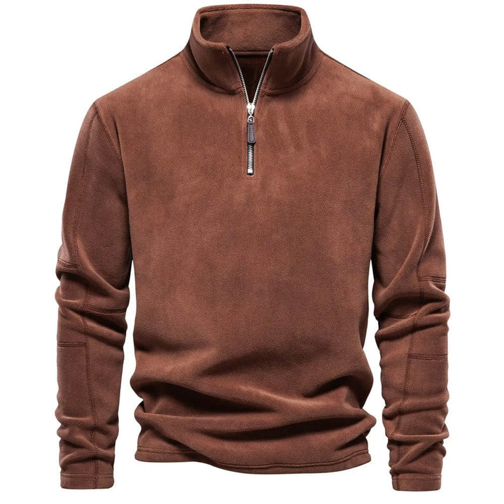Herre sweatshirt med høj krave og kort lynlås