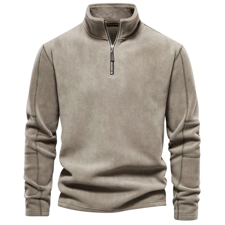 Herre sweatshirt med høj krave og kort lynlås