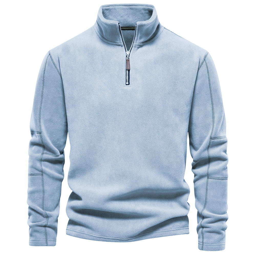 Herre sweatshirt med høj krave og kort lynlås