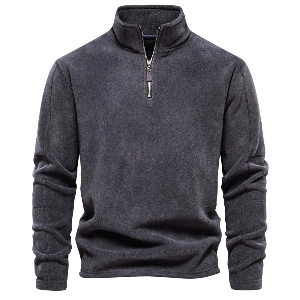 Herre sweatshirt med høj krave og kort lynlås