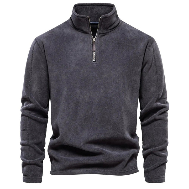 Herre sweatshirt med høj krave og kort lynlås