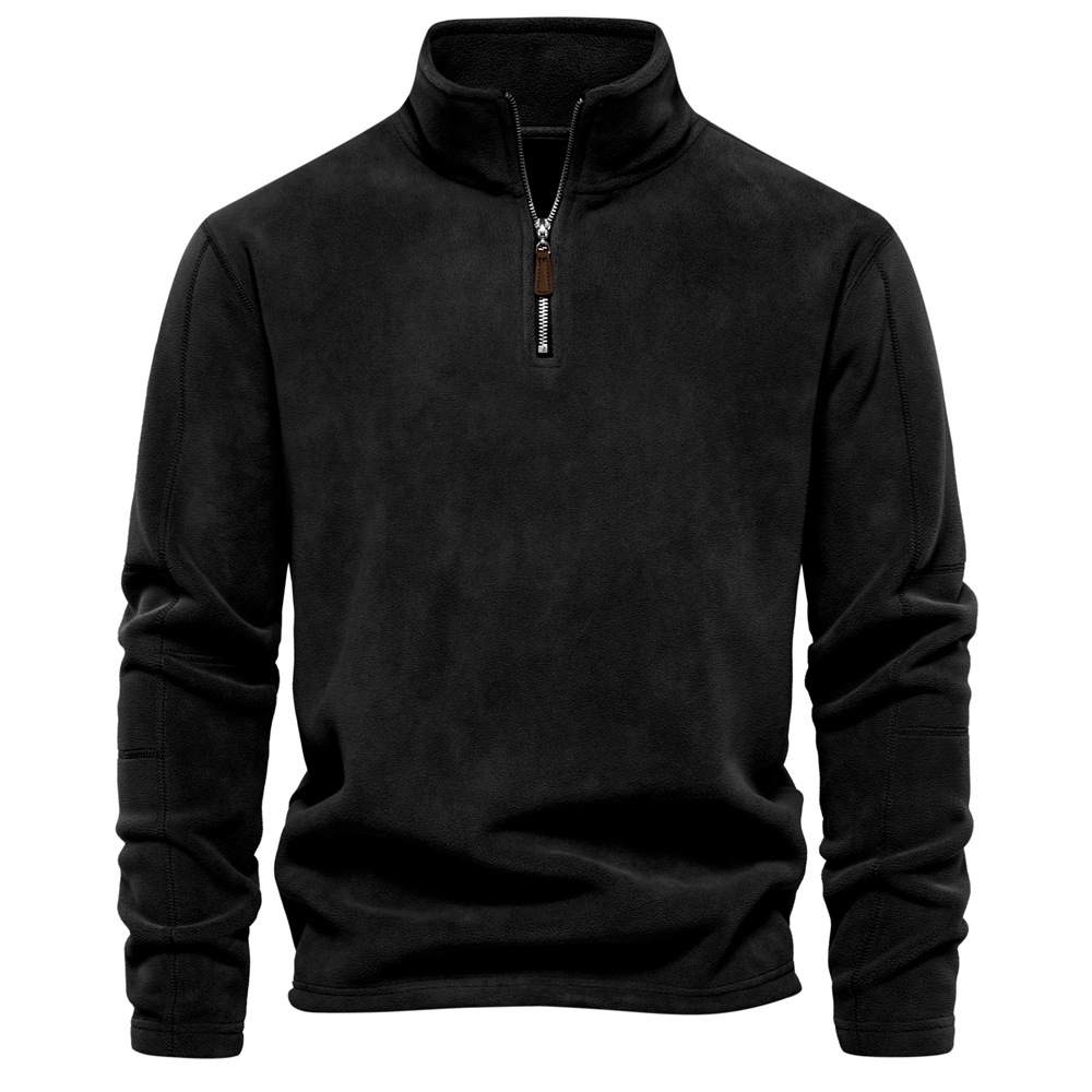 Herre sweatshirt med høj krave og kort lynlås