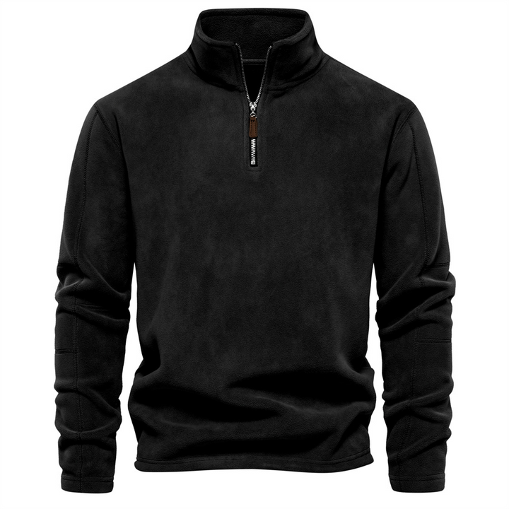 Herre sweatshirt med høj krave og kort lynlås