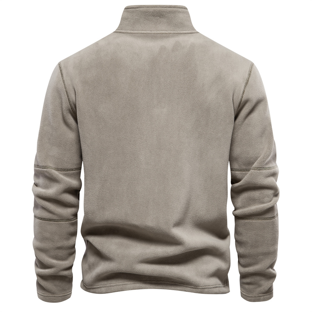 Herre sweatshirt med høj krave og kort lynlås