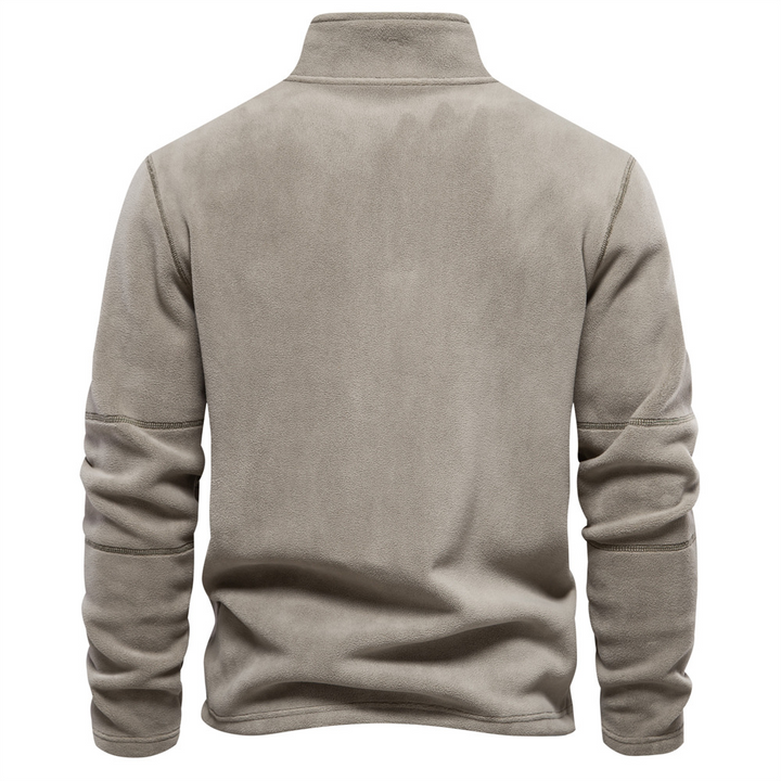 Herre sweatshirt med høj krave og kort lynlås