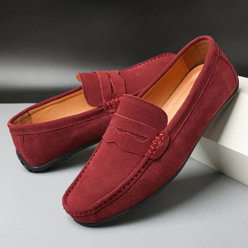 Herre loafers med mokkasinfront og rem over vristen