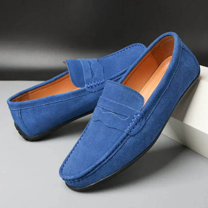Herre loafers med mokkasinfront og rem over vristen