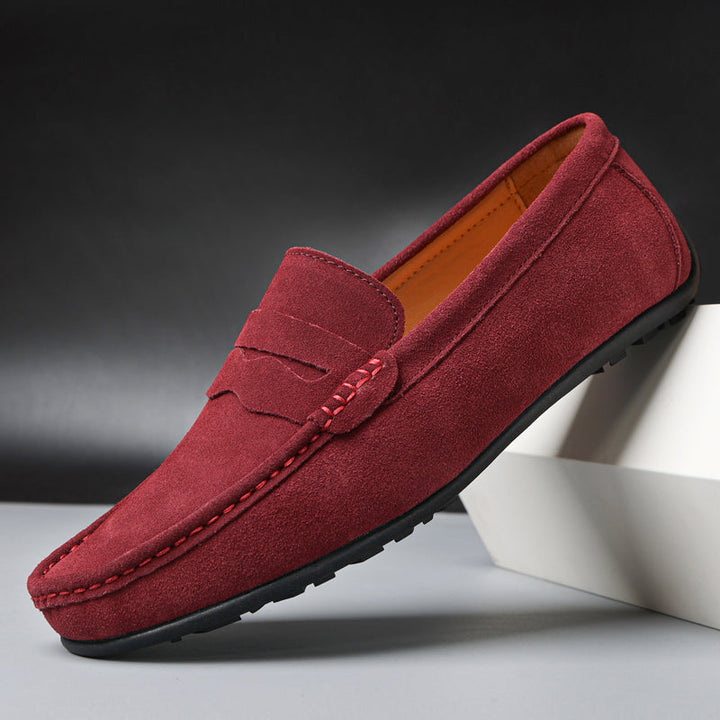 Herre loafers med mokkasinfront og rem over vristen