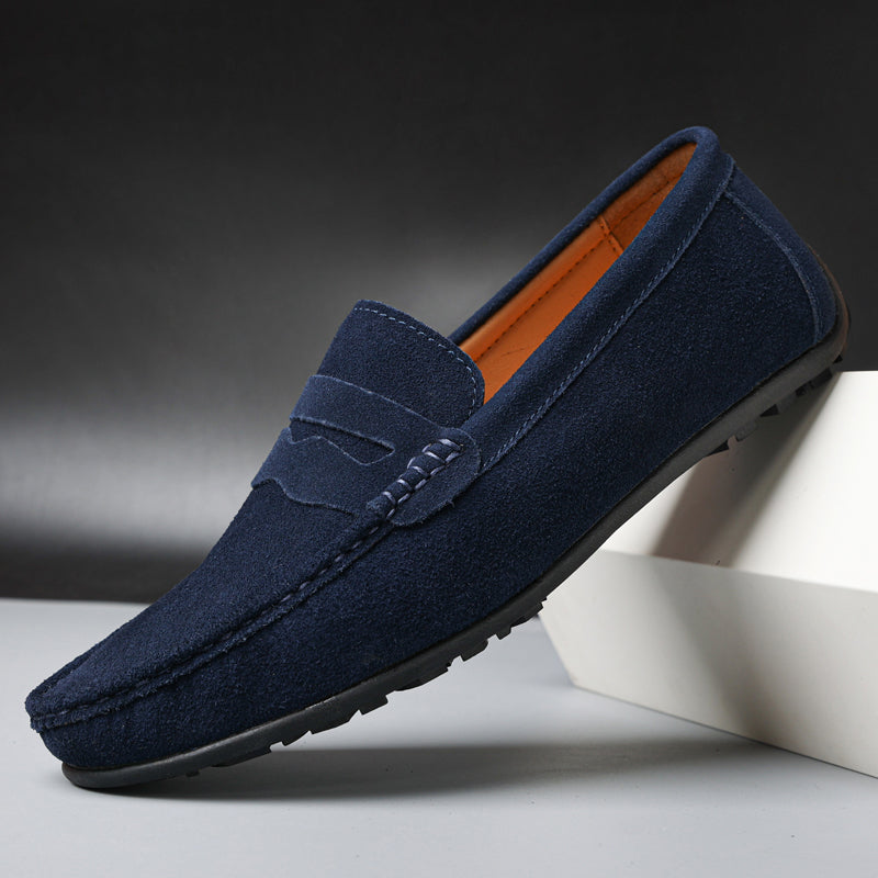 Herre loafers med mokkasinfront og rem over vristen