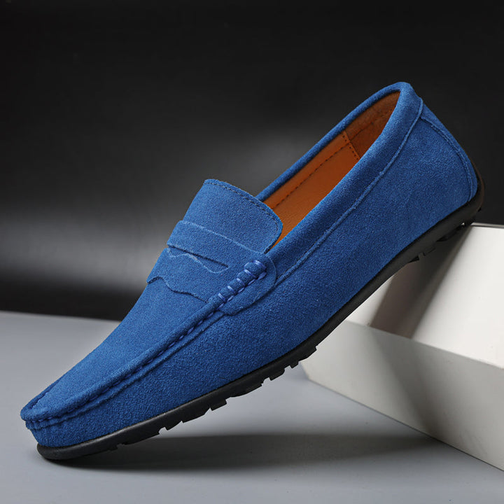 Herre loafers med mokkasinfront og rem over vristen
