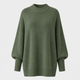 Dame oversized striktrøje med høj krave, brede lange ærmer og ribkanter