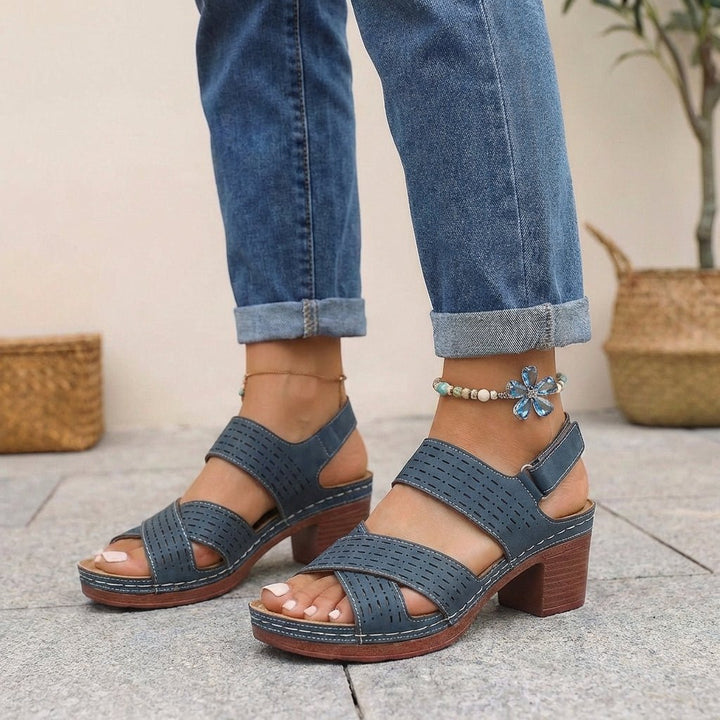 Comfort Platform Sandals Block Heel Open Toe Cut Out
