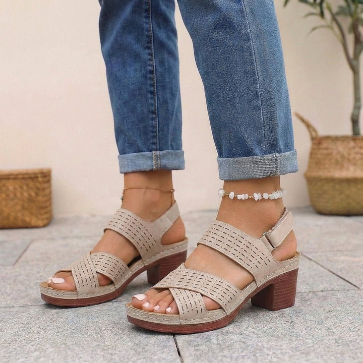 Comfort Platform Sandals Block Heel Open Toe Cut Out