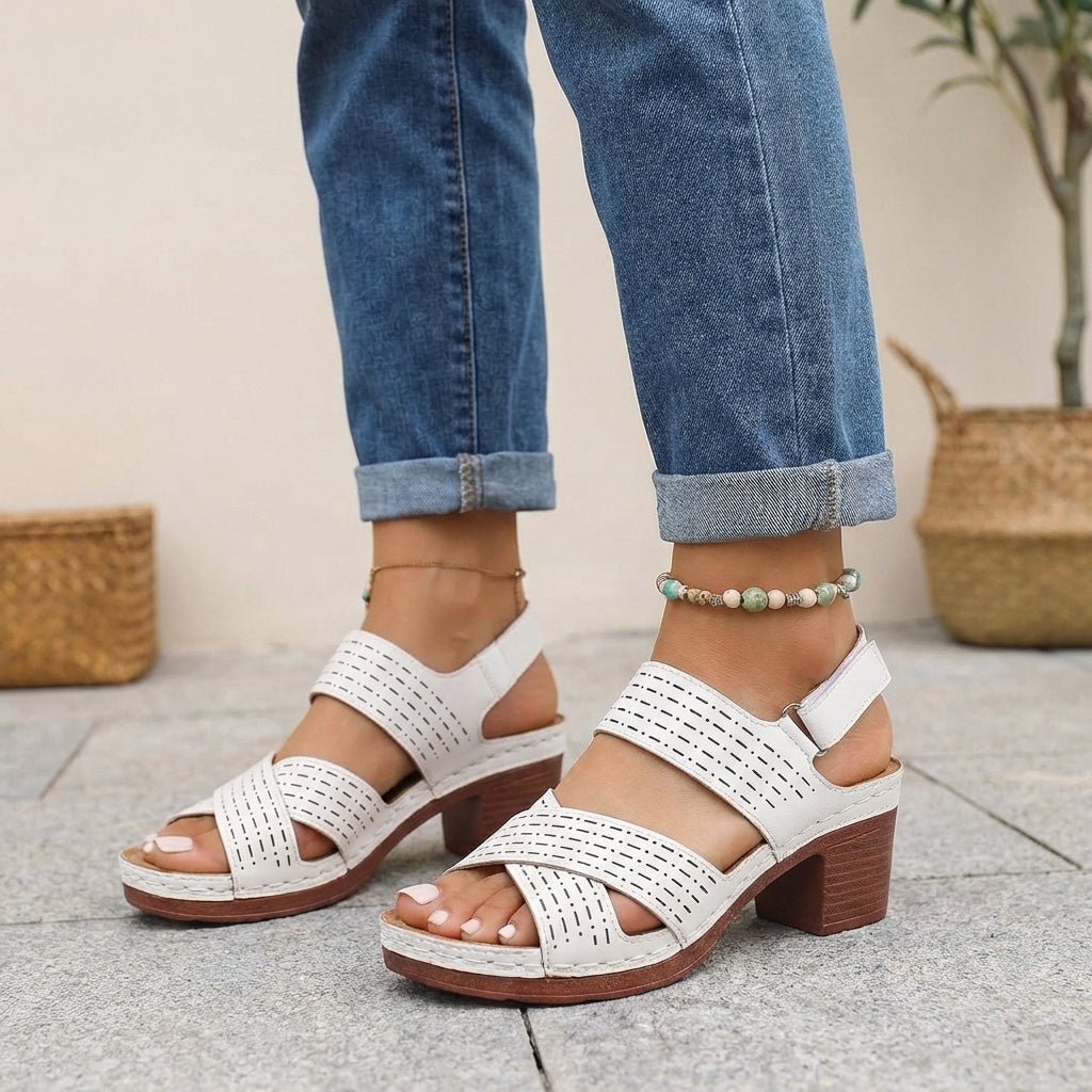 Comfort Platform Sandals Block Heel Open Toe Cut Out
