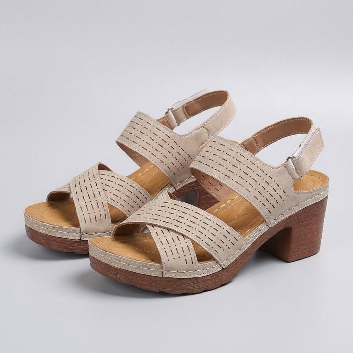 Comfort Platform Sandals Block Heel Open Toe Cut Out