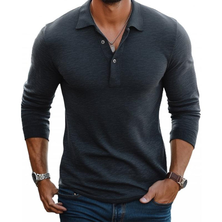 Aiden | Men's Cotton Long Sleeve Polo Shirt