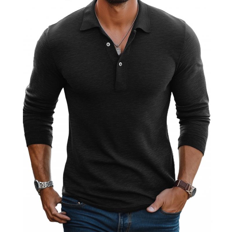 Aiden | Men's Cotton Long Sleeve Polo Shirt